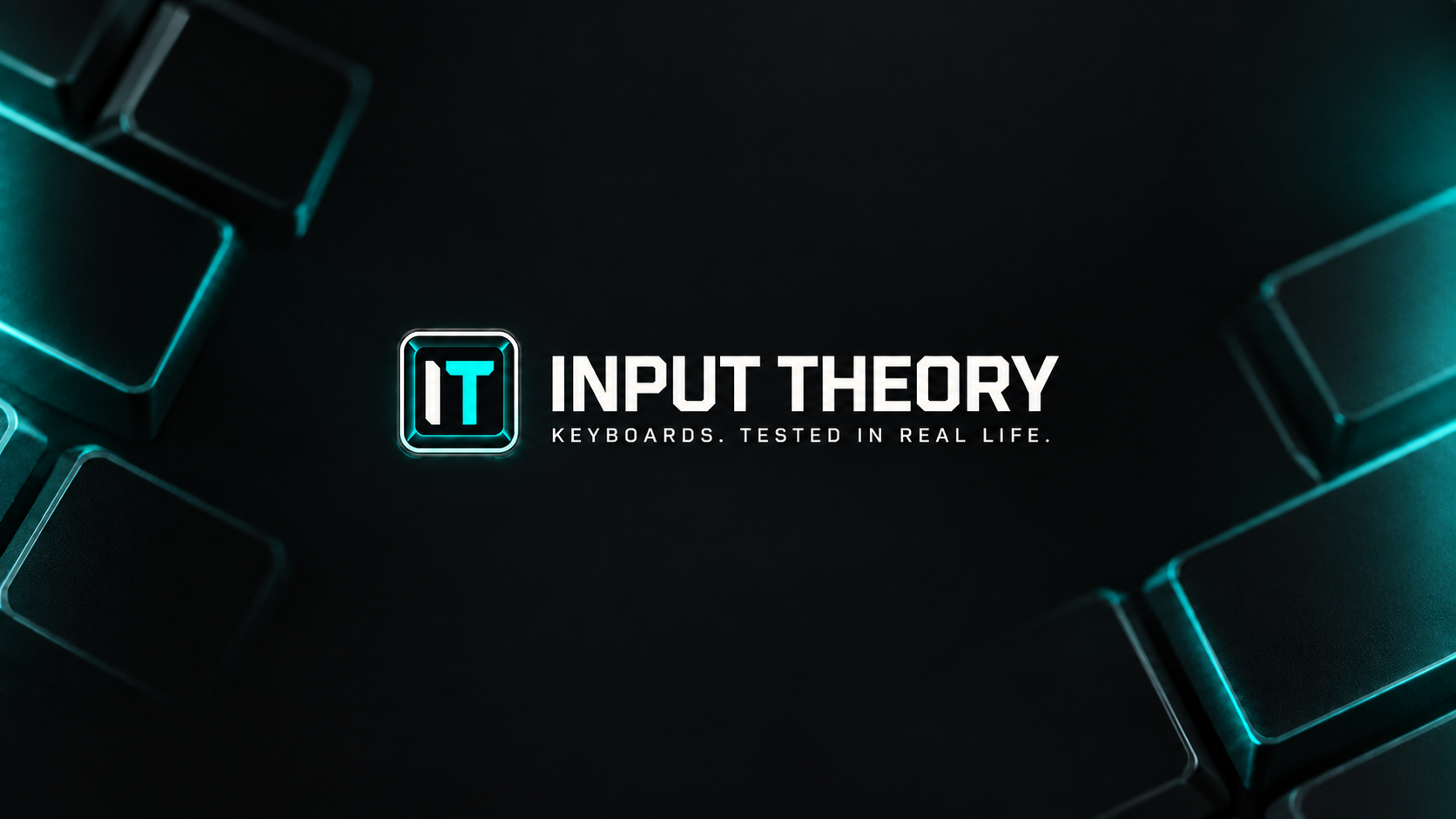 Input Theory keycap logo on a dark, teal-lit keyboard illustration